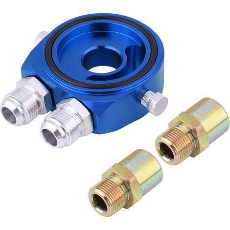 M20 x 15 Adaptateur de plaque de sandwich filtre à huile en aluminium 1/8 kit npt bleu (1/5)