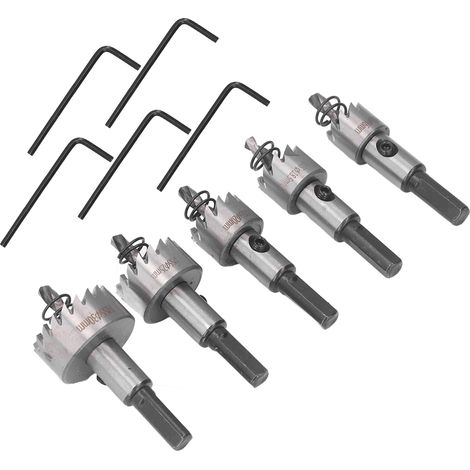 5 forets trépan HSS 16-30mm pour percer tôle fine, plaque de plâtre et métal, kit de 5 scies cloches à aléser (1/5)