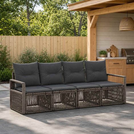 Set Divano da Giardino 4 pcs Grigio polyrattan vidaXL (1/5)