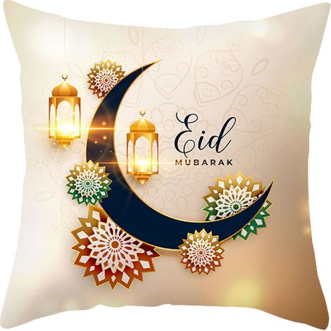 (16) Housse de coussin de chambre à coucher en velours peau de pêche Golden Moon à imprimé ethnique (1/2)
