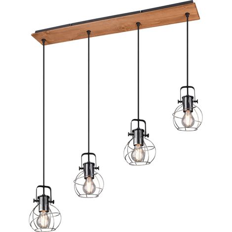 MADRAS SOSPENSIONE RETTANGOLARE LEGNO EMETALLO EFFETTO ARGENTO ANTICATO 4 LUCI L.95CM. E27 (1/5)