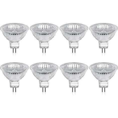 Ampoule halogène GU5.3 MR16 35 W 12 V blanc chaud 2800 K, dimmable, diffuseur en verre, 400 lumens, culot 2 broches, lot de 8 Cisea (1/5)