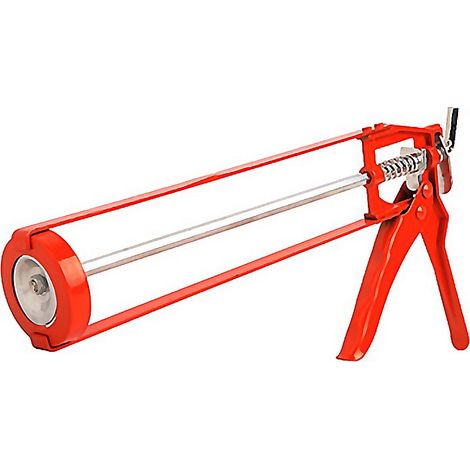 WURKO pistola silicona varilla roja tqk/001 , Pistola de silicona TQK/001 roja de varillaPistola para cartuchos de silicona tipo estándarCon muelle y lengüeta deslizante