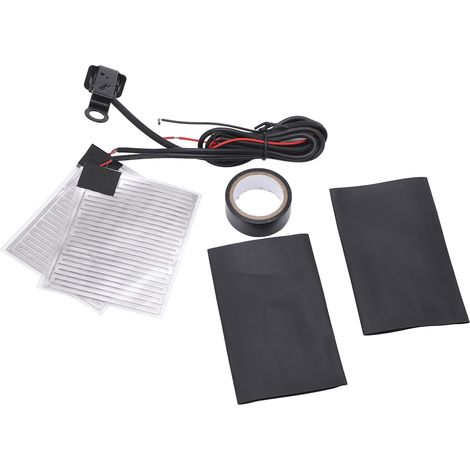 Grip chauffants moto 12V universels, poignées antidérapantes noires, 2 vitesses, réchauffe-mains pour guidon de motocyclette, ensemble de 2 (1/5)