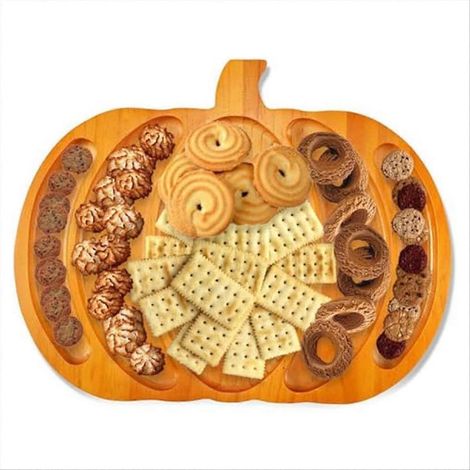 Planche à découper en bois en forme de citrouille d'Halloween avec poignée, planche à charcuterie en bois, plateau de service pour la décoration de cuisine (1/5)