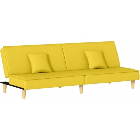 Canapé-lit jaune clair tissu (1/5)
