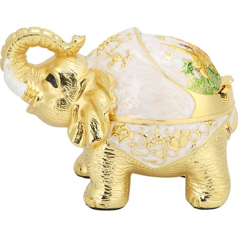 Alliage de zinc sphérique vintage cendrier éléphant avec couvercle multifonction bureau maison or blanc (1/5)