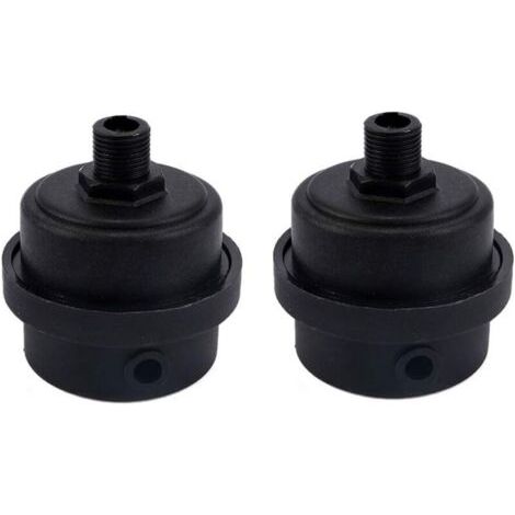 Filtres silencieux pour compresseur d'air 1/4" PT 12.7mm - Lot de 2 en plastique noir 6.6x6.6x6 cm - Installation facile et durable (1/3)