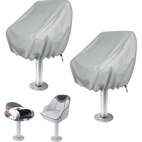 BelleRise - Lot de 2 housses imperméables pour chaises de ponton d'extérieur avec piédestal, housses de chaise de timonerie en tissu Oxford - FS (1/5)