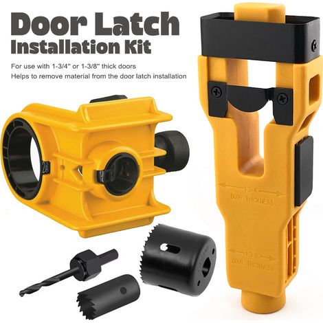 Nouveau Kit Menuisier 2-en-1 : Perçage pour Serrures à Bouton + Mortaisage Loquet – Pour Portes en Bois Uniquement (Jaune, ABS + Acier, 185x140x150) (1/5)
