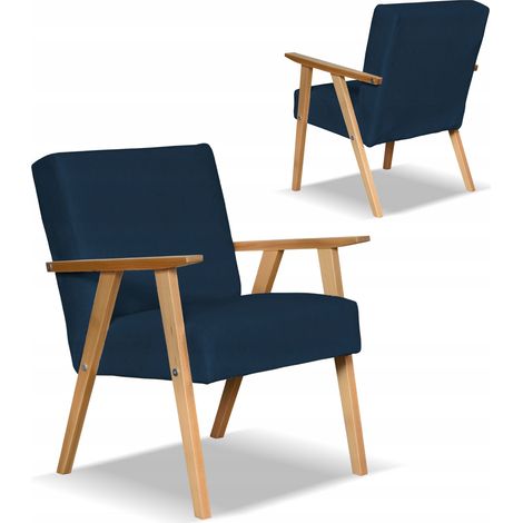 Poltrona retrò vintage PRL SOLER Family Furniture in velluto blu navy Hunter