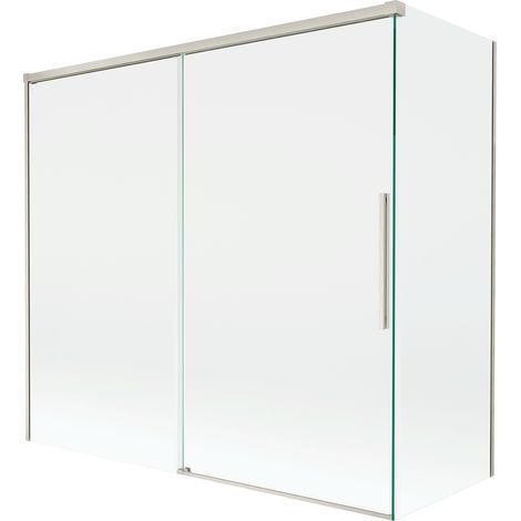 Paravento per vasca da bagno Mexen Rox 2-ali scorrevole 160 + 80 x 150 cm, trasparente, nichel spazzolato - 8C9-160-080-97-00