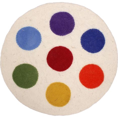 Tapis de Jeu Rond Enfant Fait Main en Feutre de Laine Arc-en-Ciel Ø 70 cm - PANGIVO
