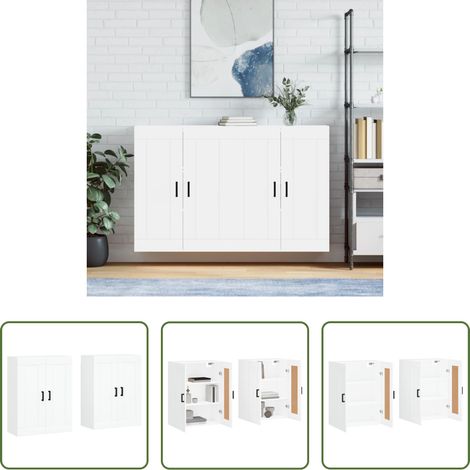 vidaXL Armoire de rangement - Armoires murales 2 pcs blanc bois d'ingénierie (1/5)