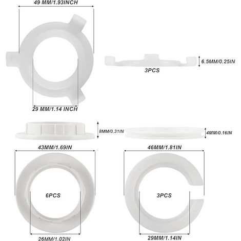 12 Pièces Anneau Réducteur Abat Jour E27 vers E14, Reducteur Anneau Abat-Jour, Blanc Plastique Anneau Adaptateur Abat-jour Anneau Convertisseur d’Adaptateur pour Lampe de bureau, Plafonniers (1/4)