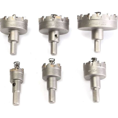 6Pcs Perceuse Scie-Cloche Trou Foret aise Alliage Acier Inox 22 - 65Mm (1/4)
