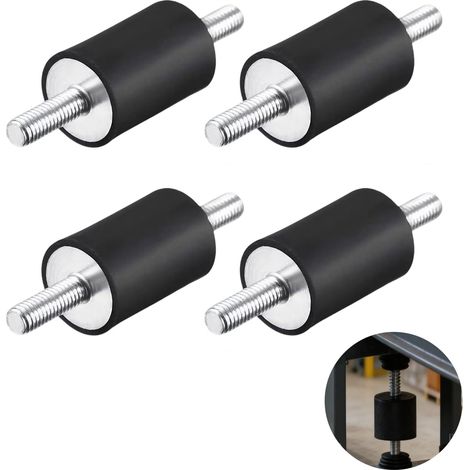 4 Pcs Rubber Supports M6 Silent Block Shock Absorbers 20mm x 20mm Universal Vibration Isolators for Fitness Equipment, Air Conditioning, Motors and More (VV M6 20X20) (1/5)
