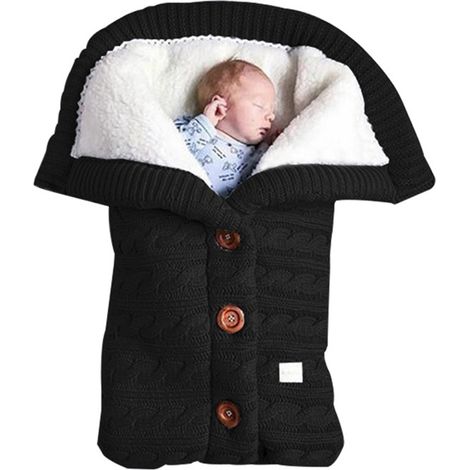 Gigoteuse d'hiver pour bébé, couverture épaisse et chaude en tricot pour poussette, couverture d'emmaillotage tricotée, gigoteuse pour poussette pour bébés de 0 à 24 mois, couverture d'emmaillotage po