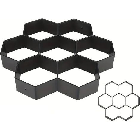 Relaxdays Pflasterform Bienenwabe, 2er Set, 30 x 30cm, Pflastersteine streichen, Garten, Beton-Gießform, PP, schwarz