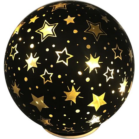 TrendLine LED Kugel schwarz Ø 15 cm warmweiß mit Timer Lampen