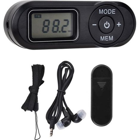 Mini radio FM, Radio portátil pequeña a pilas, Reproductor de música de bolsillo digital LCD de 1,1 pulgadas, Radio pequeña, Negro (1/5)