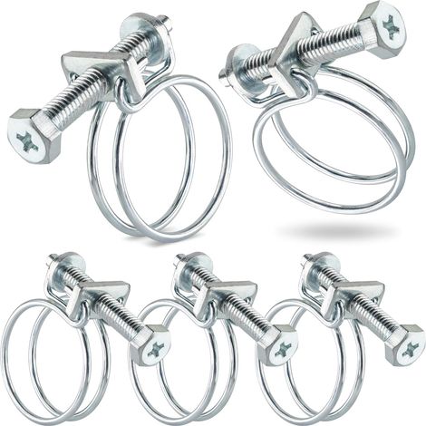 5 Collier de serrage, double fil W1, acier galvanisé, diamètre 2mm, pour tuyaux spirales 26-30mm (1/4)