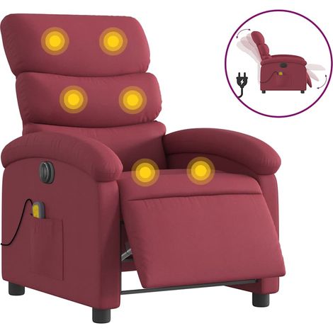 Maison Exclusive - Sillón de masaje reclinable eléctrico tela roj