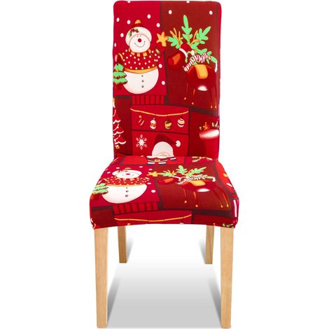 Jiubiaz Housses de chaise Noël bonhomme de neige renne rouges 8 pièces (1/5)