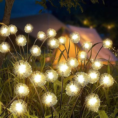 4 Stück 32 LED - Solar-Gartenleuchten für den Außenbereich - Solar-Löwenzahn-Bienenlichter, wasserdicht - Bewegliche Glühwürmchenlichter - 4 Stück (1/4)