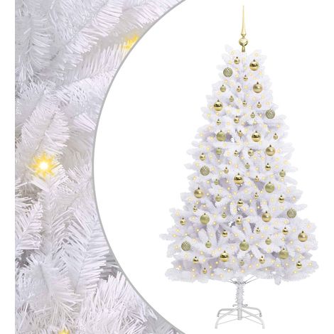 vidaXL Albero di Natale Artificiale con Rami Pieghevoli Bianco (1/5)