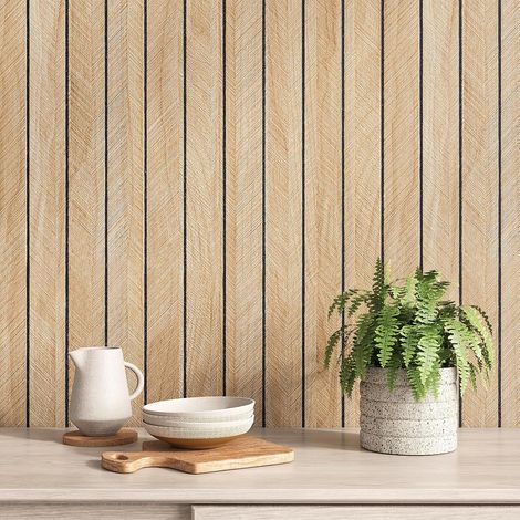 Épais Panneau Mural Decoratif Bois Chene Marron 42,8cm x 300 cm  Papier Peint Adhesif Bois Chevrons 3D Panneau Tasseau Bois Interieur Dalle Pvc Adhesive Murale Chambre Salon Plafond (1/5)