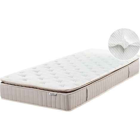 Latex Pocket Mattress White and Beige EU Single Size Medium Zippered Removable Polyester Cover Bedroom Accessories DAYDREAM LATEX HYBRID 7 PRO