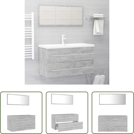 vidaXL Armoire salle de bain -  Ensemble de meubles de salle de bain 2 pcs Gris béton Aggloméré (1/5)