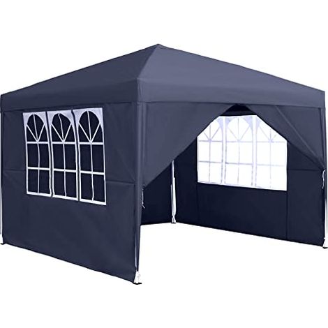 Pavillon 3x3m Faltpavillon Wasserdicht Stabil Winterfest Faltbar Gartenpavillon mit 4 Seitenteilen & Fenstern & Tragetasche Weidezelt Gartenzelt UV-Schutz Grillpavillon Partyzelt, Dunkelgrau NAIZY (1/5)