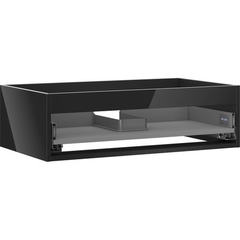 Mexen Box-A mueble bajo lavabo 80 cm, 1 cajón, negro brillo - 91AX0-0800-235-1-70 (1/4)