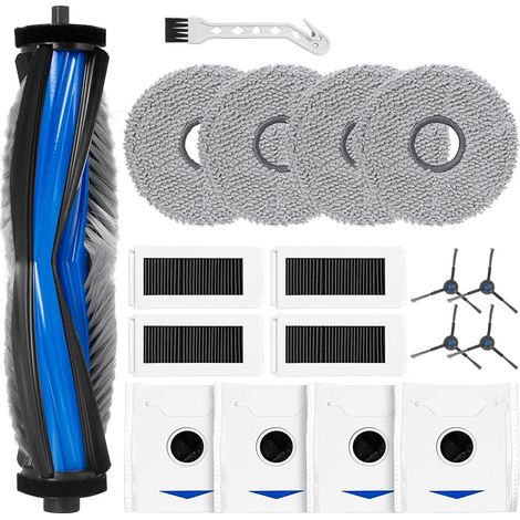 Kit di accessori da 18 pezzi per robot aspirapolvere Ecovacs Deebot N30 Pro / N30 Omni / N30 Pro Omni: 1 spazzola principale, 4 spazzole laterali, 4 filtri, 4 panni, 4 sacchetti per la polvere, 1 spaz (1/5)