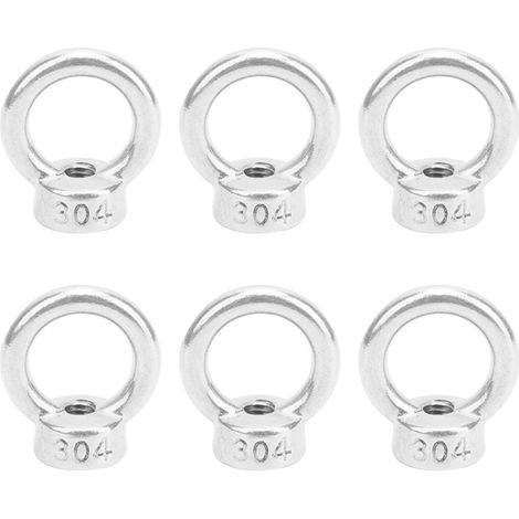 Lot de 10 boulons à œil de levage M6 avec écrous et fixations en acier inoxydable pour câbles et cordes.