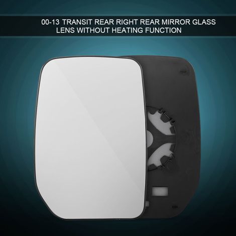 Espejo retrovisor exterior derecho para puerta o aleta: cristal de repuesto universal compatible con Ford Transit (2000–2013), cristal convexo con revestimiento antiarañazos.