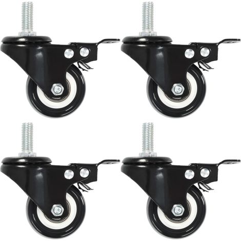 Roulettes pivotantes avec freins, lot de 4, 50 mm