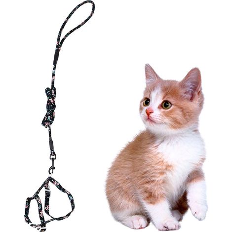 1 Harnais pour chat, sangle réglable, tissu coton, crochet alliage, promenade extérieur (1/5)