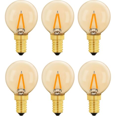 Aougo – G40 Vintage Mini E14 LED-Glühbirne 1 W – Warmweiß 2200 K – Energieeinsparung 90 % – Lebensdauer bis 20.000 Stunden – 6er-Pack (1/5)