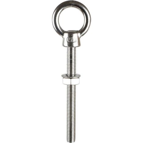 Lot de 2 boulons à œil filetés métriques M10 x 100 mm avec écrou et rondelle, acier A4 (1/5)