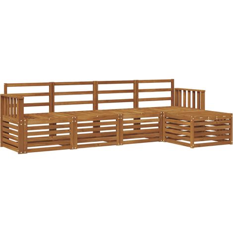 Conjunto de sofás de exterior 5 pcs Natural vidaXL