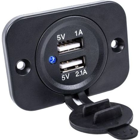 12/24V Double prise USB encastrable 2,1 A 5 V Convient pour caravane, camping-car, voiture, bateau, camion (1/5)