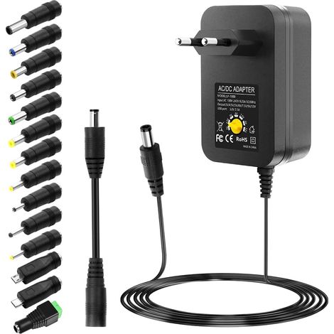 Bloc d'alimentation universel 3 V 4,5 V 5 V 6 V 9 V 12 V AC/DC 1 A 2 A 2,5 A 30 W Adaptateur d'alimentation à découpage pour appareils électroniques 3 V 12 V Appareil photo bébé bande LED (1/5)