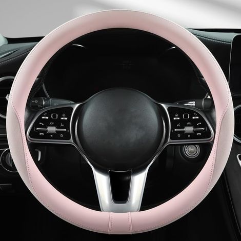 Housse de volant de voiture, housse de volant en cuir microfibre respirant, douce, antidérapante et sûre, 15 pouces, universelle pour toutes les saisons, convient à la plupart des SUV et voitures (en (1/4)