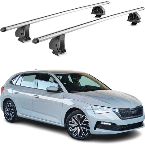 OMAC Barres de toit transversales en aluminium pour Skoda Scala 2019-2026 – TÜV / DIN 75302:2019 – Antivol inclus – Charge max 75 kg – 2 barres – Gris (1/4)