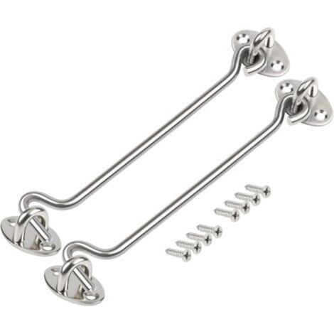 Two eyelet latches, stainless steel door hooks, eyelet latches, barn door lock hooks and eyelet latches (8 inch) for doors and windows. (1/5)