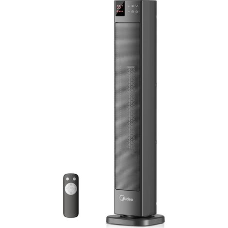 Midea NTH20-22GRSE(GR) Stufa Elettrica in Ceramica 2000W con Termostato e Telecomando, 76 cm, 3 Modalità, Timer 24H, Protezione dal Surriscaldamento e Ribaltamento, Riscaldamento Rapido (1/5)