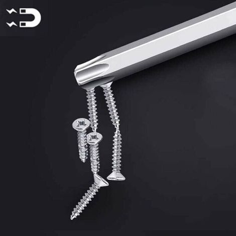 Set di 11 bit Torx S2 100 mm, asta esagonale 1/4", bit magnetici precisi T6-T40, cacciavite a testa lunga. (1/3)